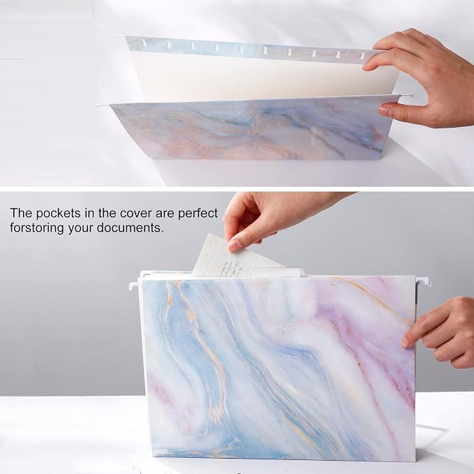 Estune 32 Pcs Marble Decorative Hanging File Folders Letter Size Cabinet File - Image 4
