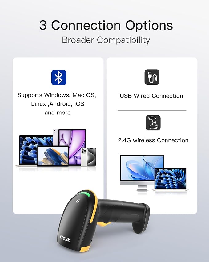 Inateck Bluetooth Barcode Scanner 2D, Wireless 2D QR Code Scanner - Image 4