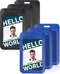 Uniclife 6 Pack Sliding ID Badge Holder Vertical Hard Plastic Case by UnicLife