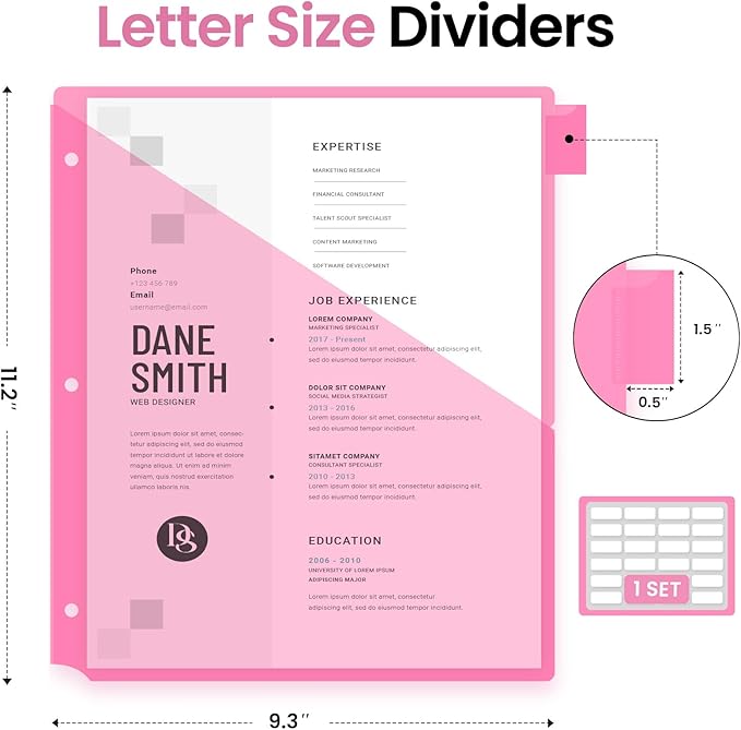 Taja 16 Count Dividers for 3 Ring Binder - Image 2