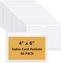 40 PCS Index Card Pockets 4"X6", Self Adhesive Card Pockets, Plastic Labels by Unknown