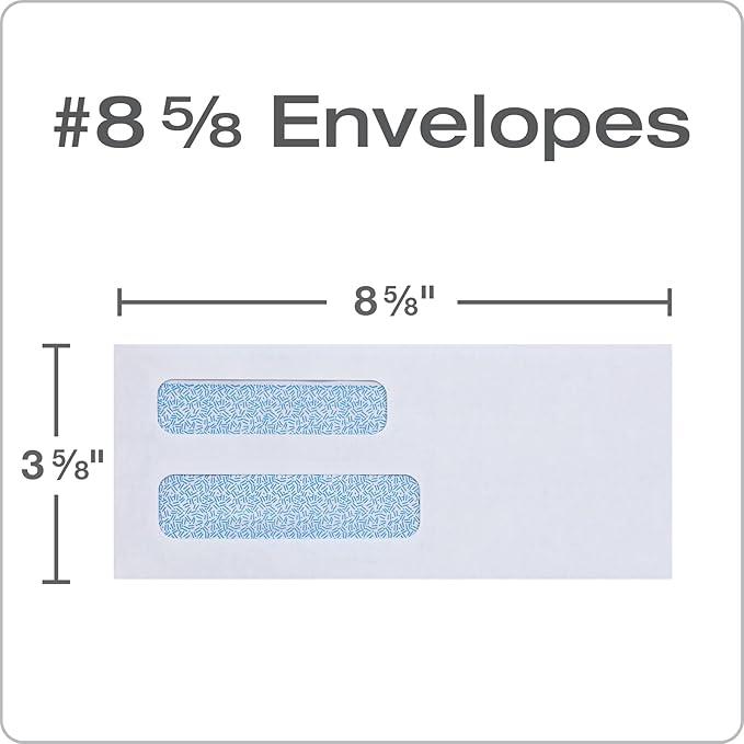 Columbian #8-5/8 Security Envelopes, 500 Pack, Double Window Self Seal Envelopes - Image 2