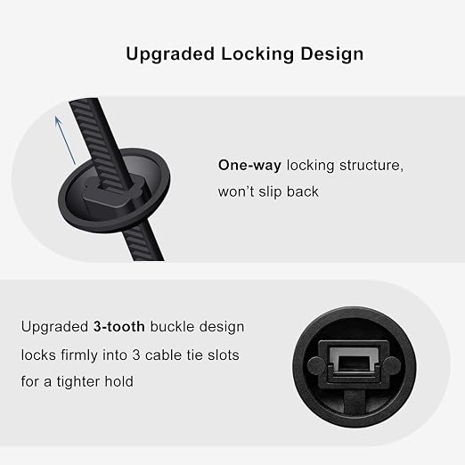 150Pack Nylon Universal Cable Tie Buckle, Zipper Clips - Image 4