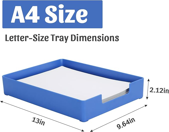 Letter-Size Tray Desk Letter Tray Paper Tray, Sturdy Heavy-Duty Plastic Printer - Image 2