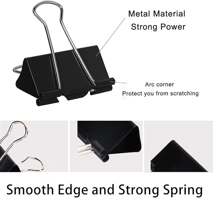 Binder Clips Paper Clamps Assorted Sizes 200 Count, Mini and Micro, 6 Sizes - Image 2