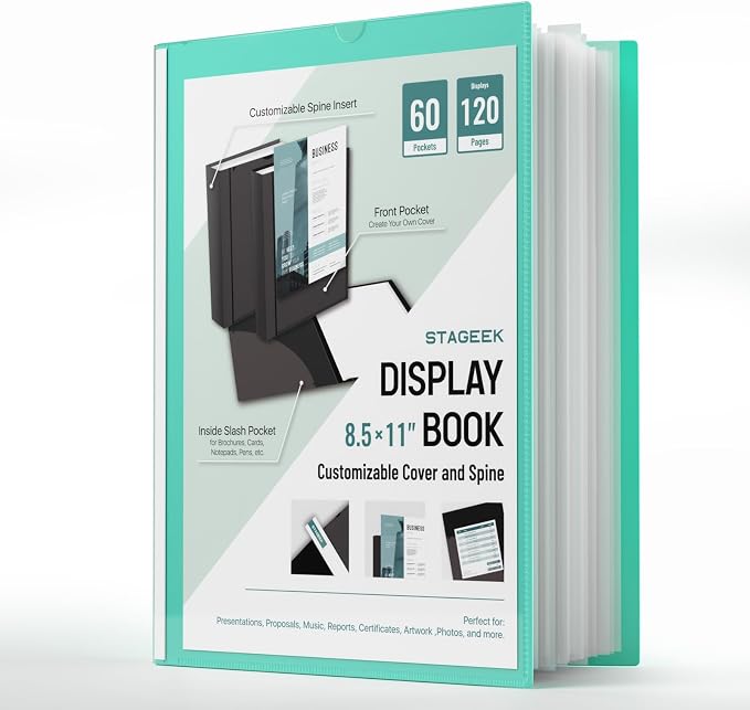 STAGEEK 60-Pocket Portfolio Binder Display 120 Pages, 8.5x11 Binder by STAGEEK