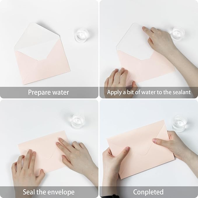 YINUOYOUJIA 50 PCS Pearl Brush Pink Envelopes A7, 5 x 7 Brush Pink Shimmer - Image 3