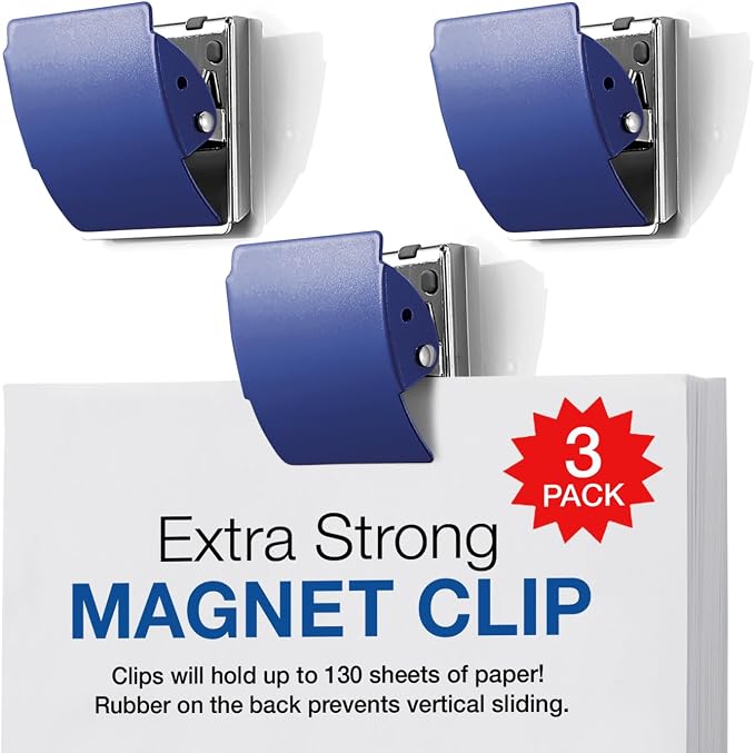 Extra Strong Magnetic Clips for Refrigerator and More, Large Blue by Plus