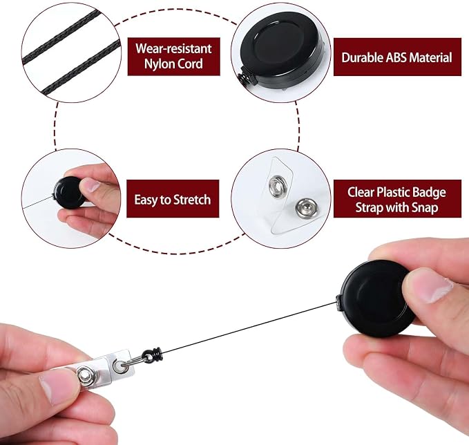 Badge Holder with Retractable Round Reel Clips - Image 3