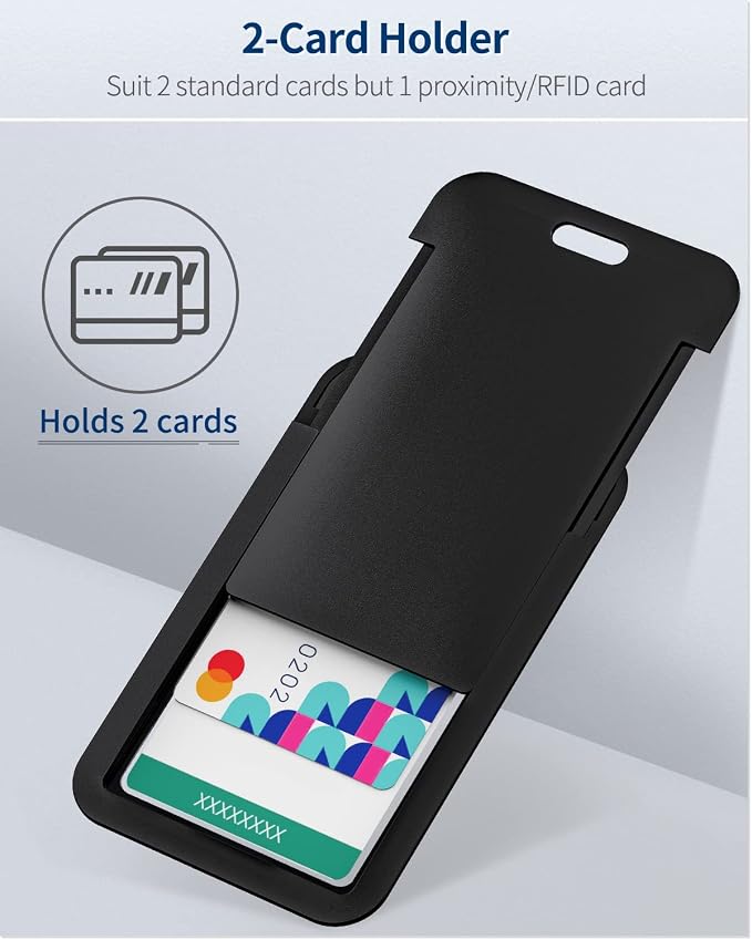 Uniclife 1 Pack Sliding ID Badge Holder Hard Black Vertical Plastic Card Case - Image 3