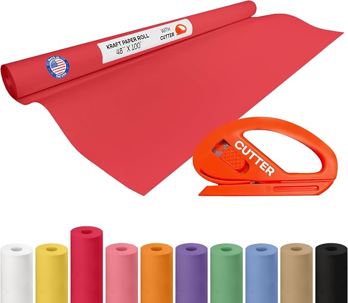 Christmas Red Kraft Paper Roll 48" x 1200" by IDLPackaging