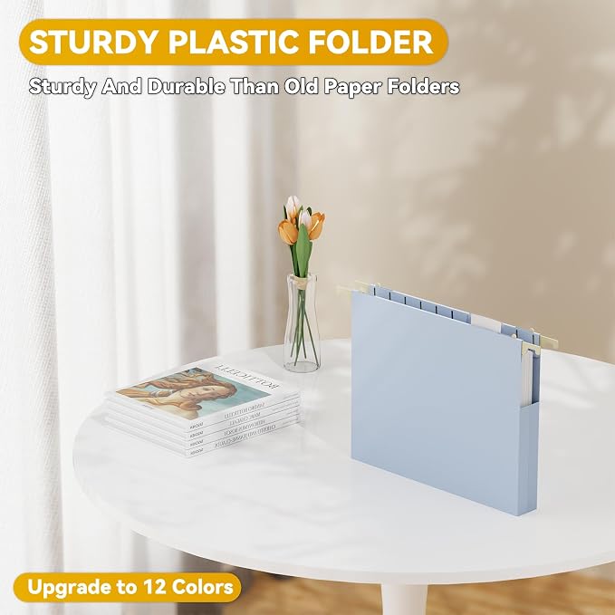 Plastic Hanging File Folders Letter Size, 12 Pack Reinforced Filing Cabinet - Image 2