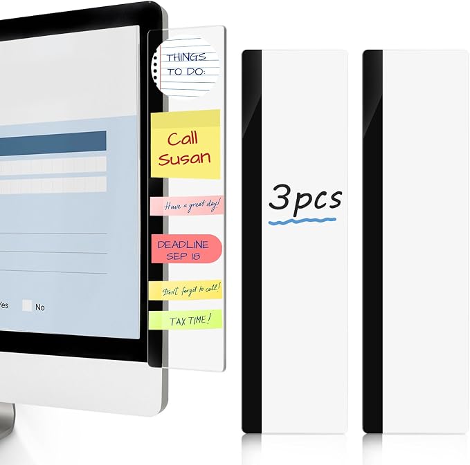 DOLLAR BOSS 3 Pcs 11" x 3.1" Transparent Acrylic Monitor Memo Board | Computer by DOLLARBOSS