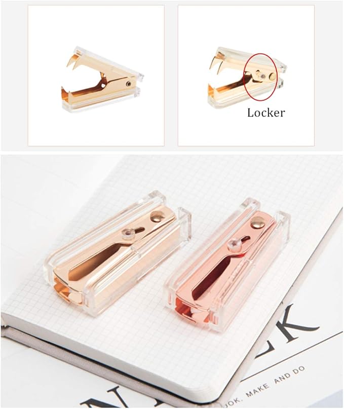 1 Pack Gold Staple Remover Clear Acrylic Golden Glitter Metal Jaws Staples - Image 3