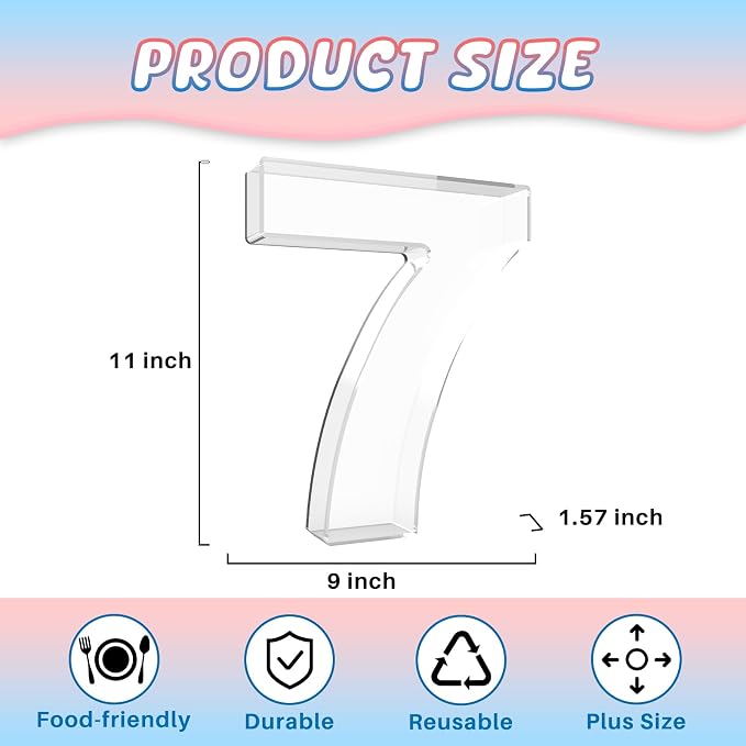 11" Acrylic Number Charcuterie Board Box, Reusable Fillable Number Cake Candy - Image 2
