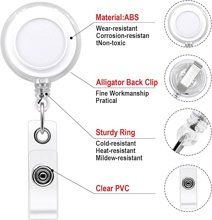 50 Pack Funny Retractable Badge Reel Holder Fun Humorous PVC ID Badge Reels - Image 7