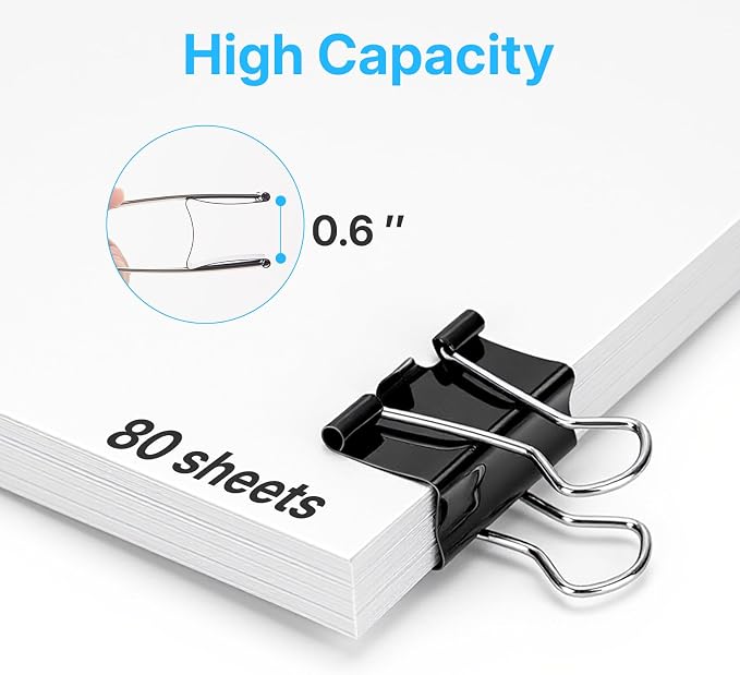 OWLKELA 120 PCS Medium Binder Clips 1.25 Inch, Metal Paper Clamps Bulk - Image 4