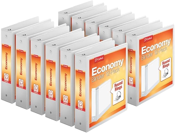 Cardinal Economy 3-Ring Binders, Round Rings, Holds 475 Sheets, Carton of 12 by TOPSProducts