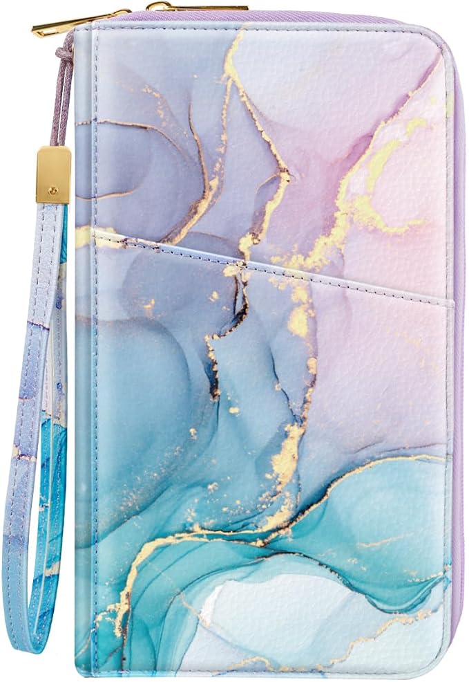 Family Passport Holder Wallet RFID Blocking Document Organizer PU Leather by Simikol