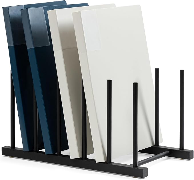 HBlife Black Desk File Organizer 5 Section Vertical File Sorter, 1 Pack Bamboo by HBlife