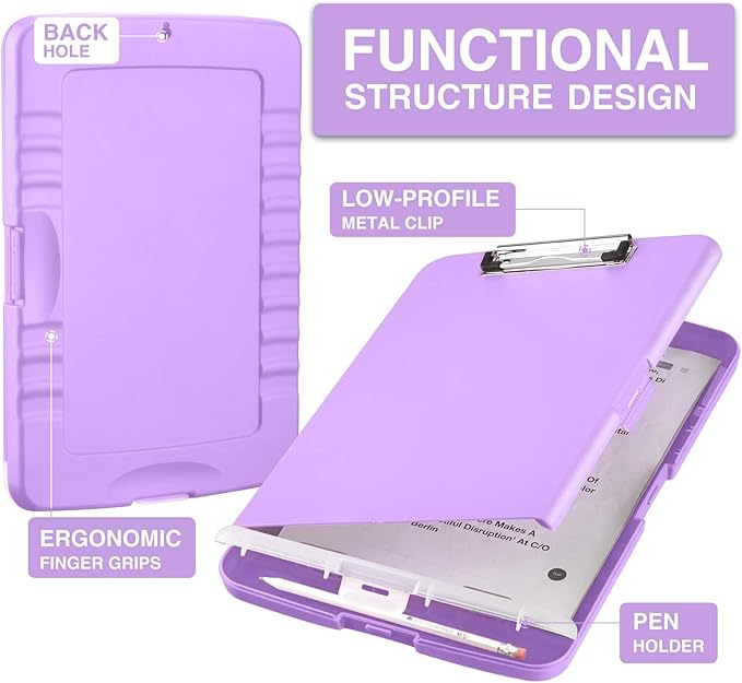 Sooez Clipboard with Storage, Clip Board 8.5 x 11 with Pen Holder, Plastic - Image 2