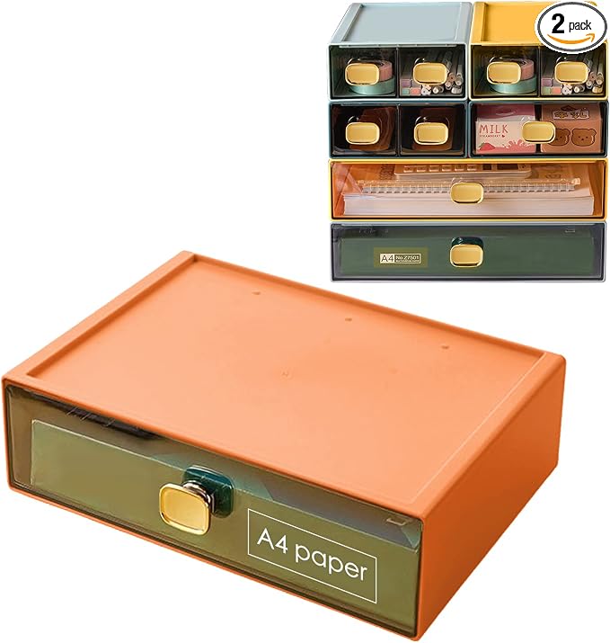 Large Desk Drawer Organizer 13"x9"x3.3" Stackable Desktop Storage Organizer by DETEIN