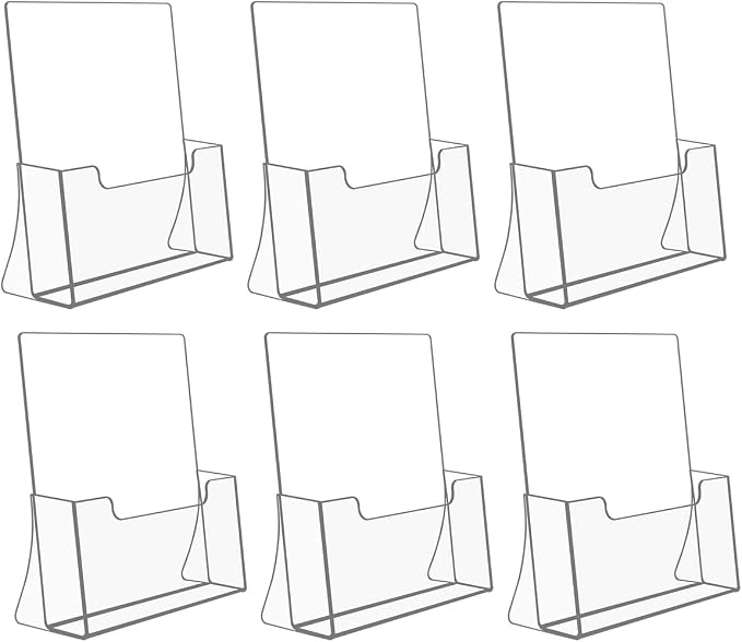 NIUBEE 6 Pack Acrylic Brochure Holder 8.5 x 11 inches, Acrylic Countertop by NIUBEE
