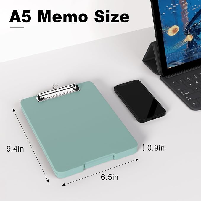 Hongri A5 Clipboard with Storage, Metal Retractable Pen Holder, 6 x 9'' Nursing - Image 2