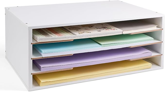 Yumkfoi 12x18 Construction Paper Organizer, 4-Tiers Paper Storage Shelf by Yumkfoi