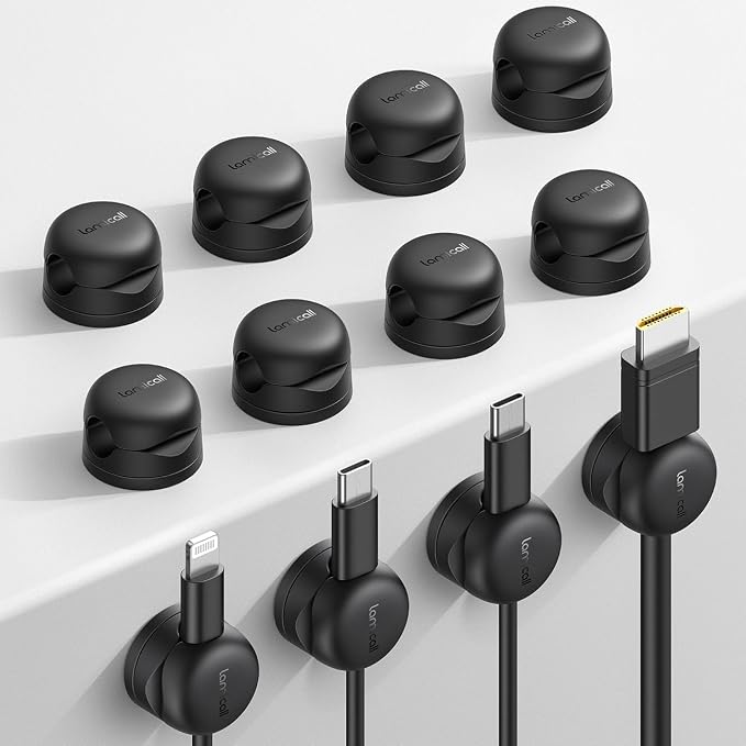 Lamicall 12Pack Rotatable Cord Organizer, Desk Office Nightstand Accessories by Lamicall