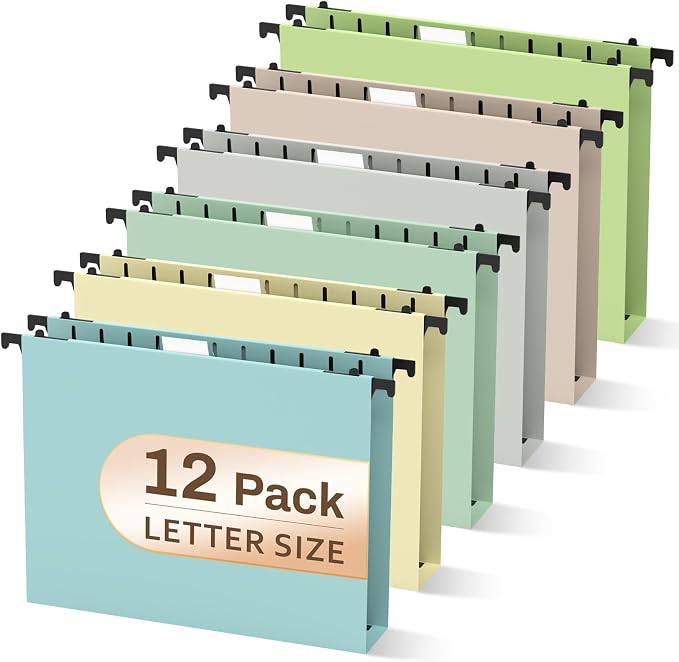12 Pack Hanging Folders Letter Size, Plastic Hanging Folders by PNETTCO