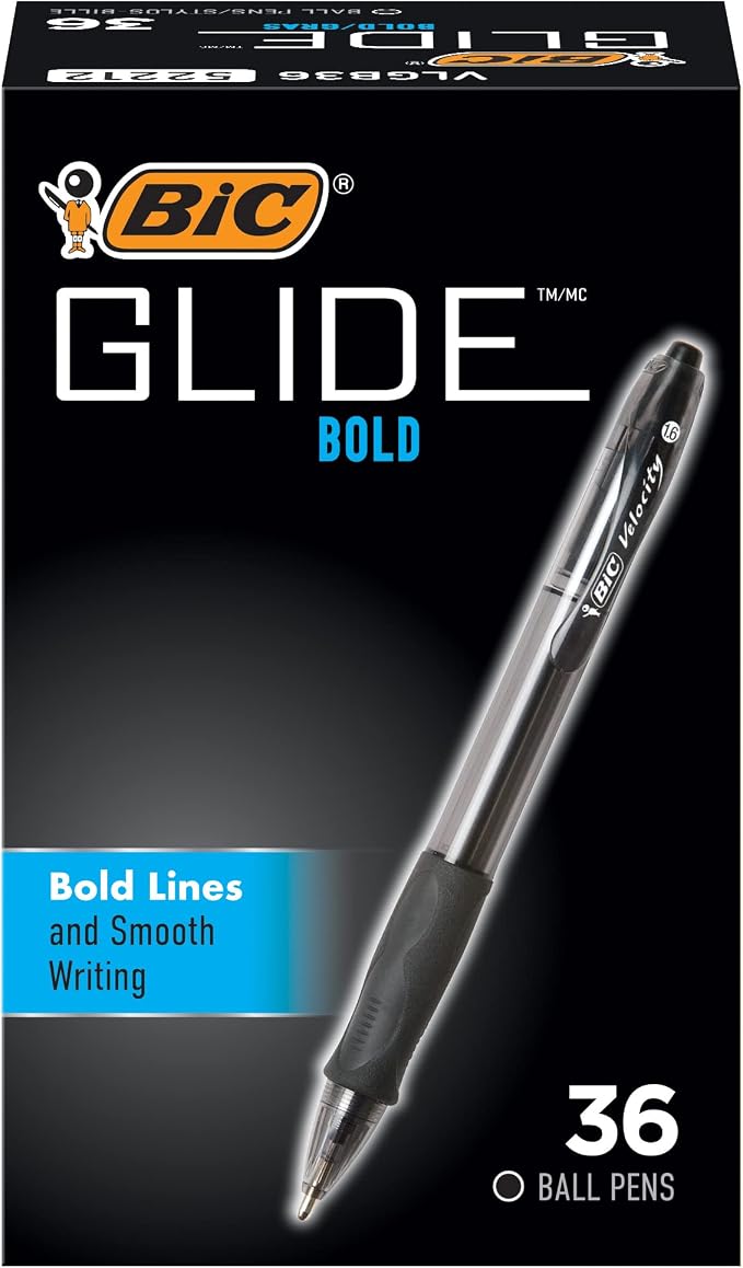 BIC Glide Bold Retractable Ball Point Pen, Bold Point by BIC
