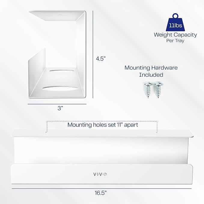 VIVO White 17 inch Under Desk Cable Management Tray, DESK-AC06-1CW | Low - Image 3