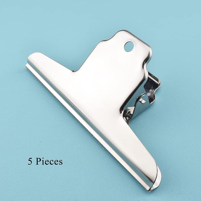 HAHIYO 5.7inch Silver Bulldog Clips Metal File Hinge Binder Clamps Save Space - Image 6