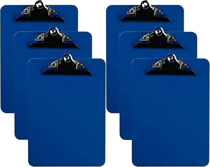 Pack of 6 Plastic Clipboards by DAVISGROUP