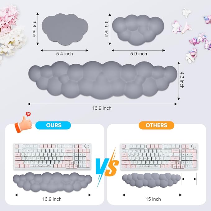 JIKIOU Upgrade Leather Cloud Keyboard Wrist Rest, Cloud Wrist Rest - Image 2