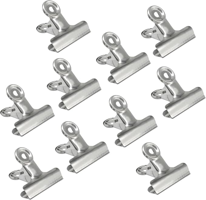 Bonsicoky 10 Pack Sliver Bulldog Clips, 2.5 inch / 65mm Mini Metal Hinge Clips - Image 2