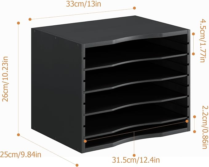 Bamjoy Wood 5 Tier Desktop Organizer, Paper Organizer Mail Sorter, File Holder - Image 2