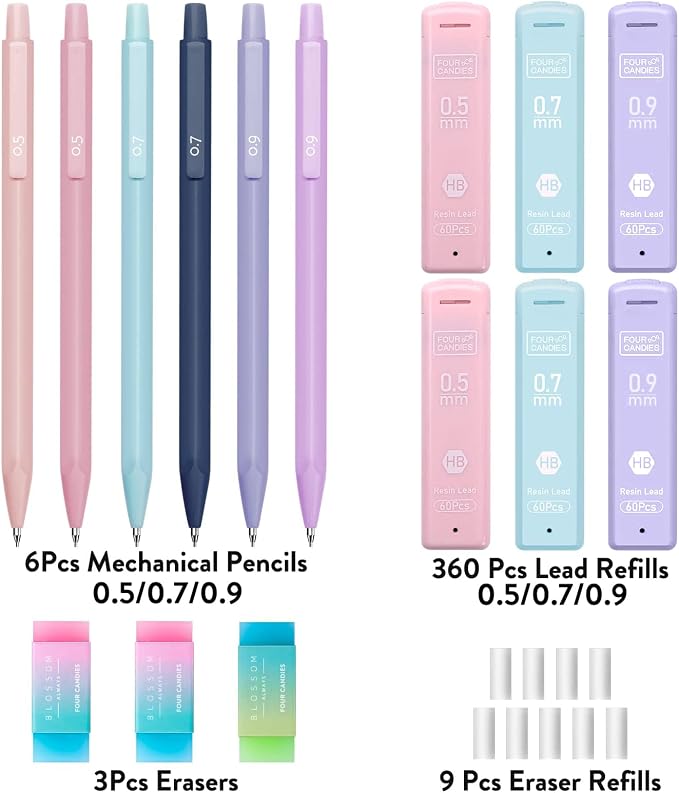 Four Candies Cute Mechanical Pencil Set, Aesthetic Pencils - Image 6