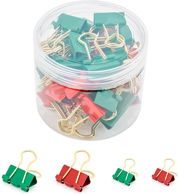 BAYTORY 40Pcs Binder Clips Colored, Binder Clips Assorted Sizes, by BAYTORY