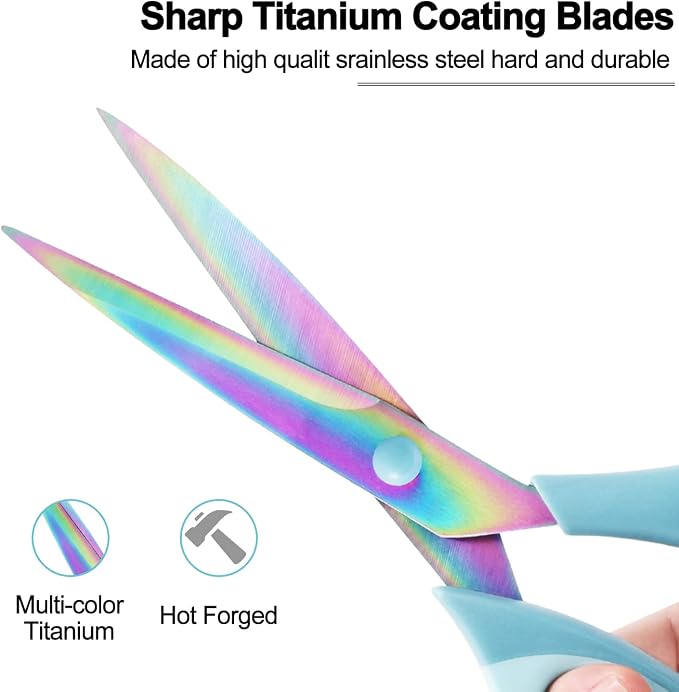 Scissors All Purpose, Sharp Titanium Blades Shears, Rubber Comfort Grip Handle - Image 4