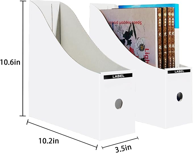 Limitliho 12 Pack White Cardboard Magazine File Holder - Image 3