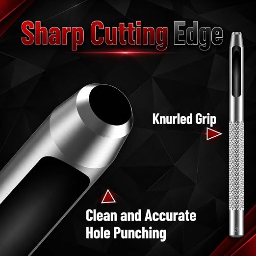 UNCO- Hollow Leather Hole Punch Set, 1/8"- 3/4", Carbon Steel Leather Hole - Image 3