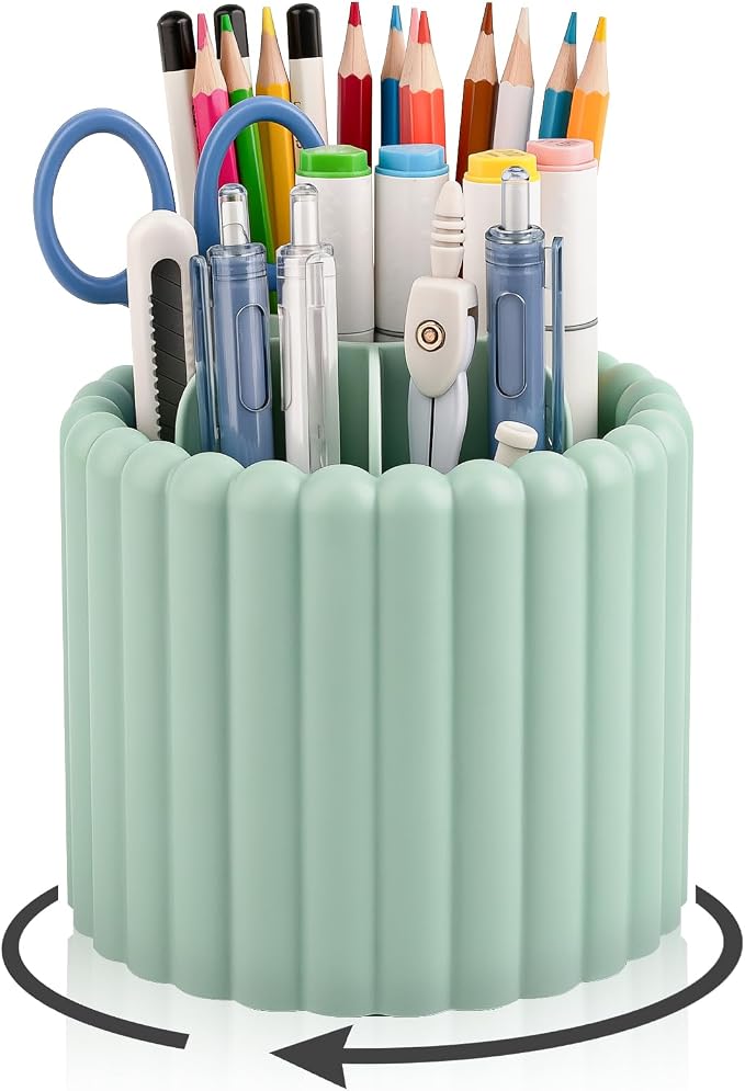 Anyoifax 360° Rotating Pen Holder 7 Slots Desk Organizer Removable Pencil Cup by Anyoifax