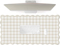 Scalloped‌ Beige Checkered Gingham Desk Mat Cute Pastel Large Mouse Pad Kawaii by Unknown