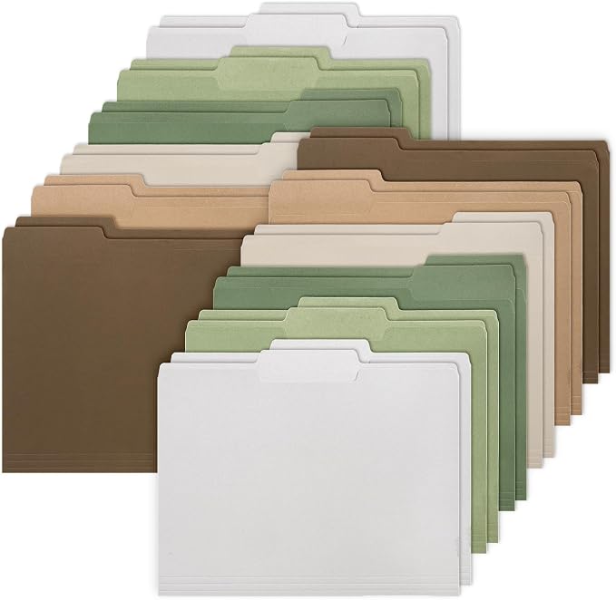 Whaline 24 Pack Green Brown File Folders Letter Size 6 Colors Sage Green Brown by Whaline