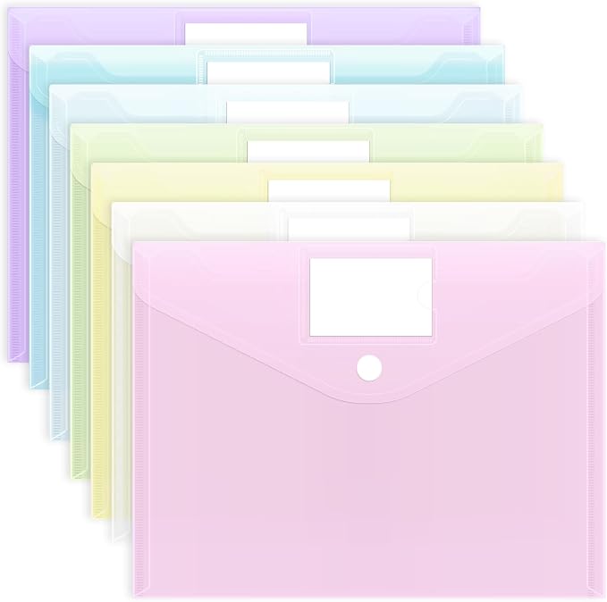 EOOUT 7pcs Plastic Envelopes, Plastic File Folders by EOOUT