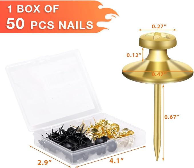 50 PCS Thumb Tacks for Wall Picture Hangers, Double Headed Picture Hanging - Image 2