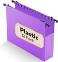 Plastic Extra Capacity Hanging File Folder Letter Size, 12 Pack Reinforced by NORDUN
