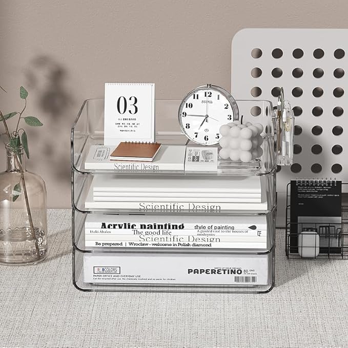 FANXIYQ 4-Tier Horizontal Acrylic Paper Tray Organizer - Image 2